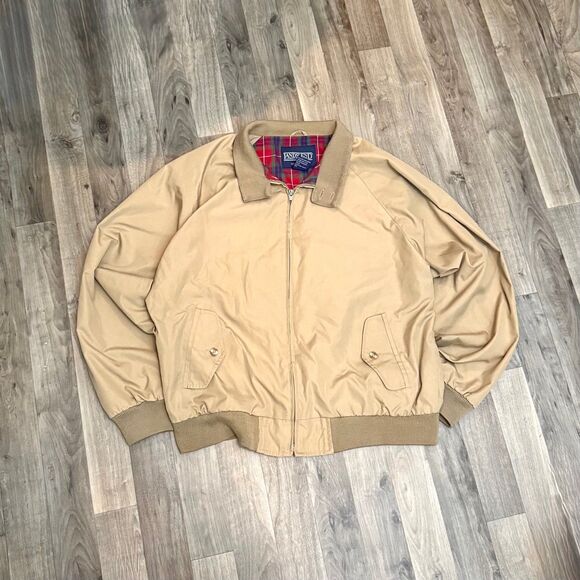 Lands' End Harrington-style plaid lined barn jacket - Picture 1 of 5